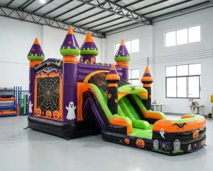 Halloween Castle Inflatable Bounce House with Slide Combo PVC Custom Jumping Castle Party Rental Easy Setup 1 Year Warranty