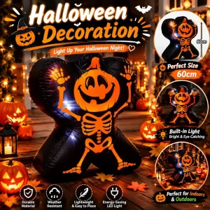 Halloween Decoration Outdoor 60CM Halloween Pumpkin Skeleton Socket LED Light 210T Polyester Halloween Decorations