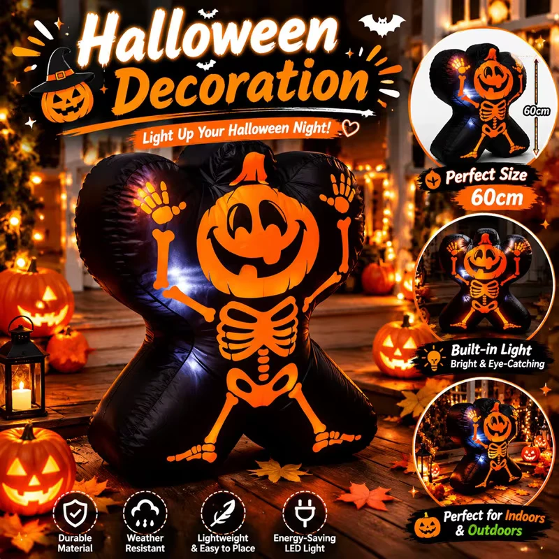 ハロウィンデコレーション屋外60CMハロウィンパンプキンスケルトンソケットLEDライト210Tポリエステルハロウィンデコレーション