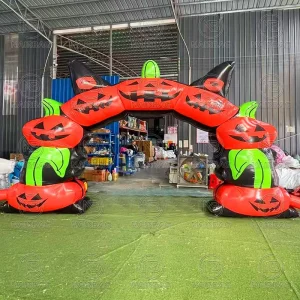 Halloween Entrance Decoration Pumpkin Inflatable Arch Outdoor Pop up Arches Pumpkin Model Blowup Archways