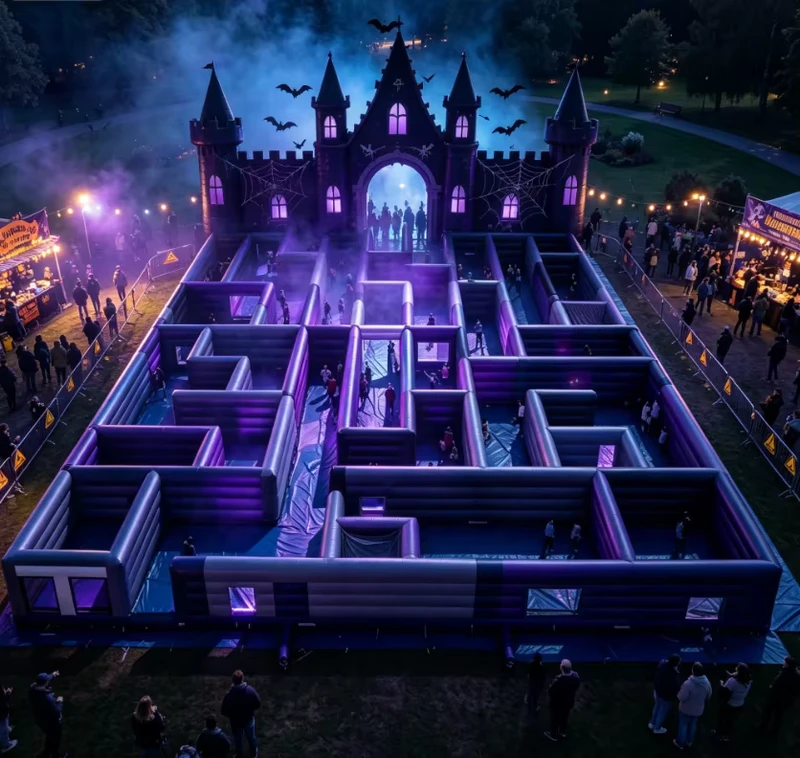Halloween Haunted Mansion Inflatable Haunted House Black Inflatable Halloween Maze