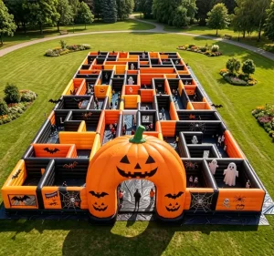 Halloween Haunted Mansion Inflatable Haunted House Laser Tag Games Inflatable Arena for Kids and Adults Inflatable Maze