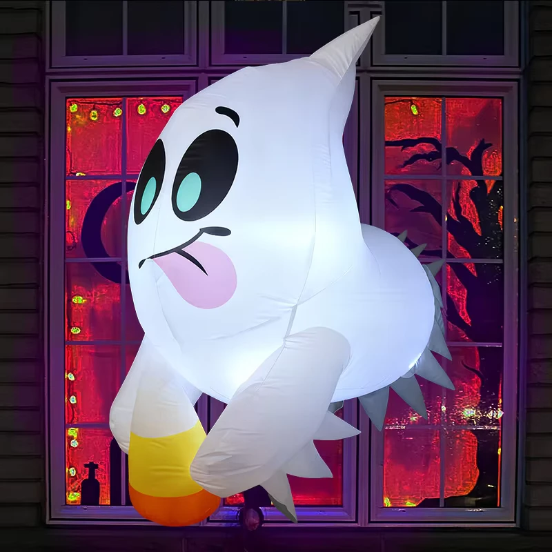 Halloween aufblasbarer Cartoon-Stil hängender Geist Außendekoration mit LED-Lichtern für Partylocations