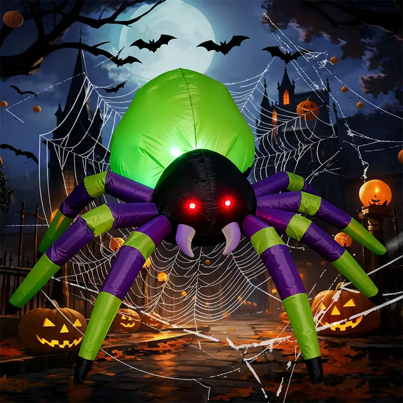 Model Laba-Laba Raksasa Inflatable Halloween K914 dengan Lampu LED Terintegrasi Dekorasi Pesta Horor Taman Luar Ruangan