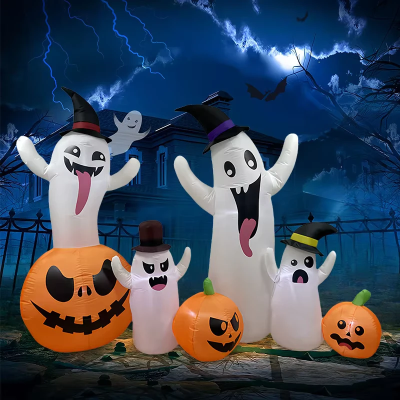 Halloween aufblasbarer K258 Zunge herausstreckender Geist Kürbis Luftmodell, gruselige Außen LED-Licht-Dekorationen