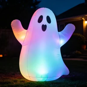 Halloween Inflatable LED Light Ghost Decor Ornament PVC Waterproof Over 12ft for Party Decoration