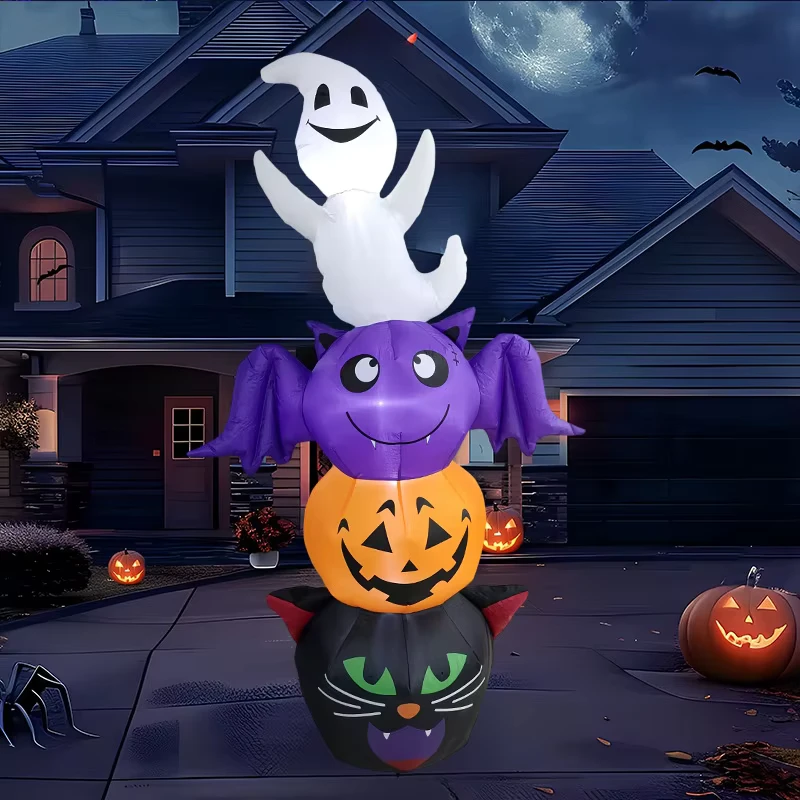 ハロウィンインフレータブルモデル ゴースト パンプキン バット ブラックキャット コンビネーション装飾 LEDライト屋外庭園装飾