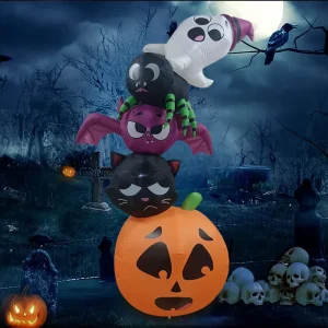 Halloween Inflatable Polyester Decorations Pumpkins Ghosts Black Cats Spiders Bats LED Lit Yard Ornaments