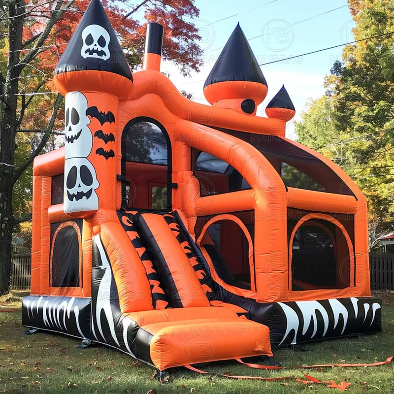 Halloween Kürbis Hüpfburg Hüpfhaus Inflatable Springburg für Kinder Hinterhofversammlungen & Halloween Feierlichkeiten