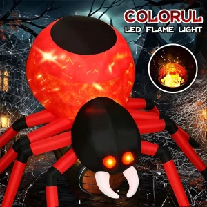 Halloween Spider Sitting on a Barrel Inflatable LED Light Up Decoration Garden Ornament Cartoon Inflatable Toy