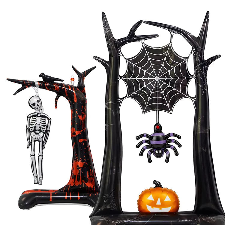 Halloween Staande 3D Dode Boom Spook Cartoon Folie Ballon Feestdecoratie Foto Achtergrond Rekwisiet