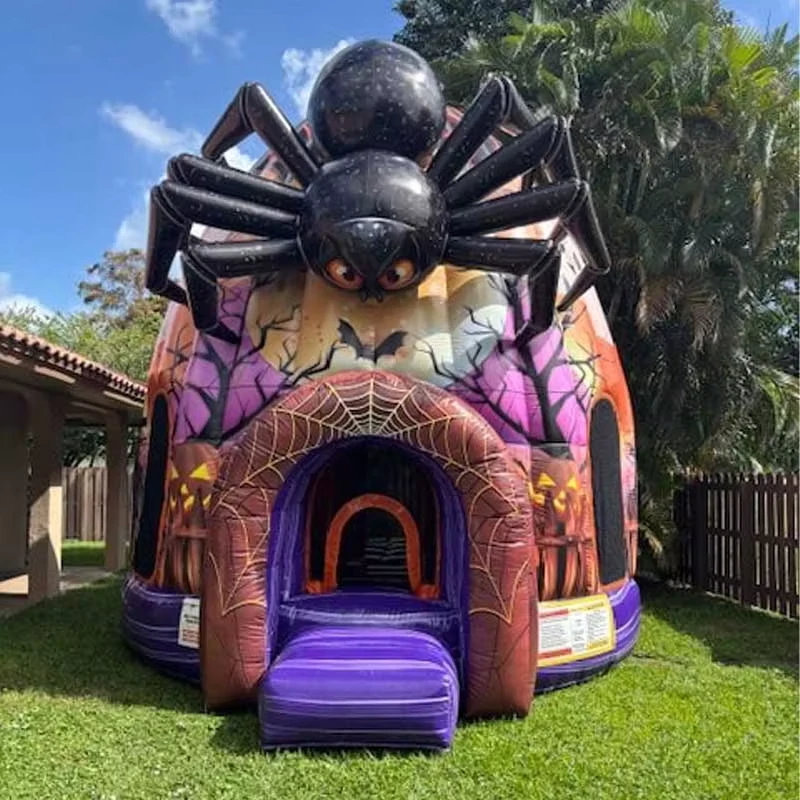 Halloween-Themen-Hüpfburg, aufblasbares Outdoor-Jumping Castle mit Spinnen- und Gespensterdesign für Kinderpartys