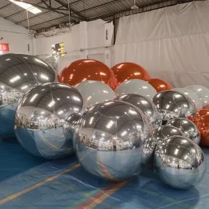 Globo espejo gigante colgante, espejo en forma de corazón inflable, esfera inflable personalizada para el Día de San Valentín