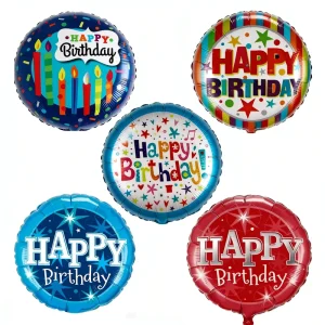 Buon compleanno, palloncino in mylar metallico ecologico da 18 pollici, galleggiante in elio, decorazioni per feste di compleanno