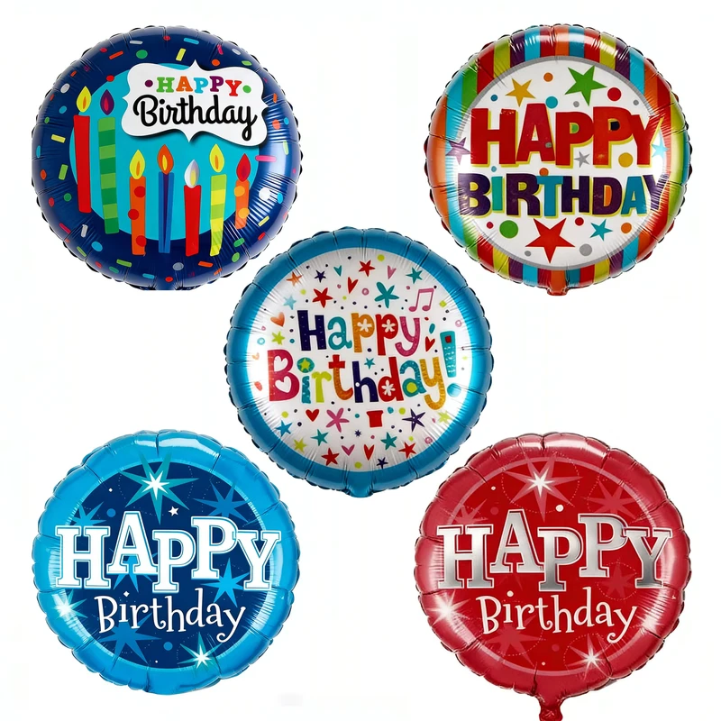 Joyeux Anniversaire, ballon en mylar flottant métallique de 18 pouces, décorations de fête d'anniversaire écologiques