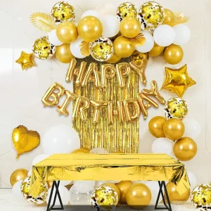 Happy Birthday Party Decoration Foil Heart Star Balloon and Gold White Latex Balloon Manufacturing