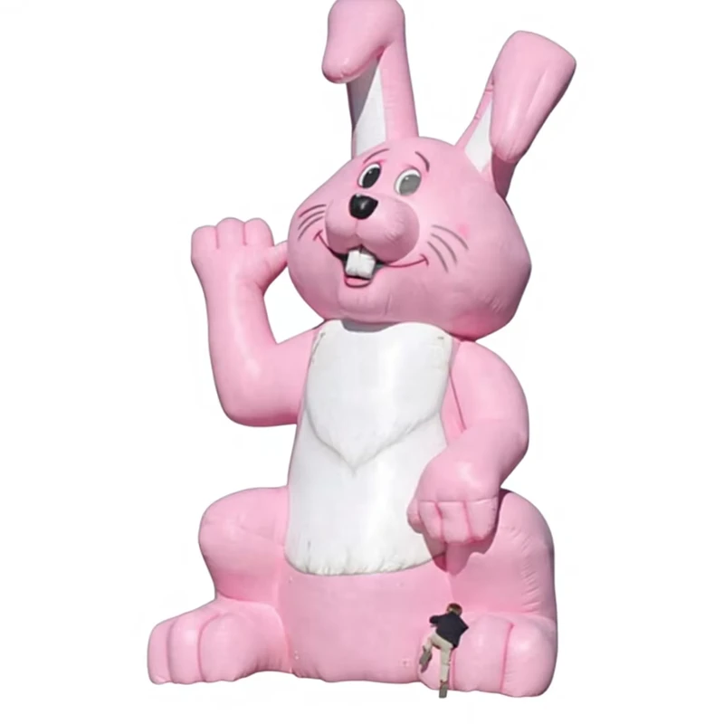 Happy Easter Promotion Advertising Balloon Inflatable Built In Fan LED Light Customizable Colors Cartoon Rabbit Design