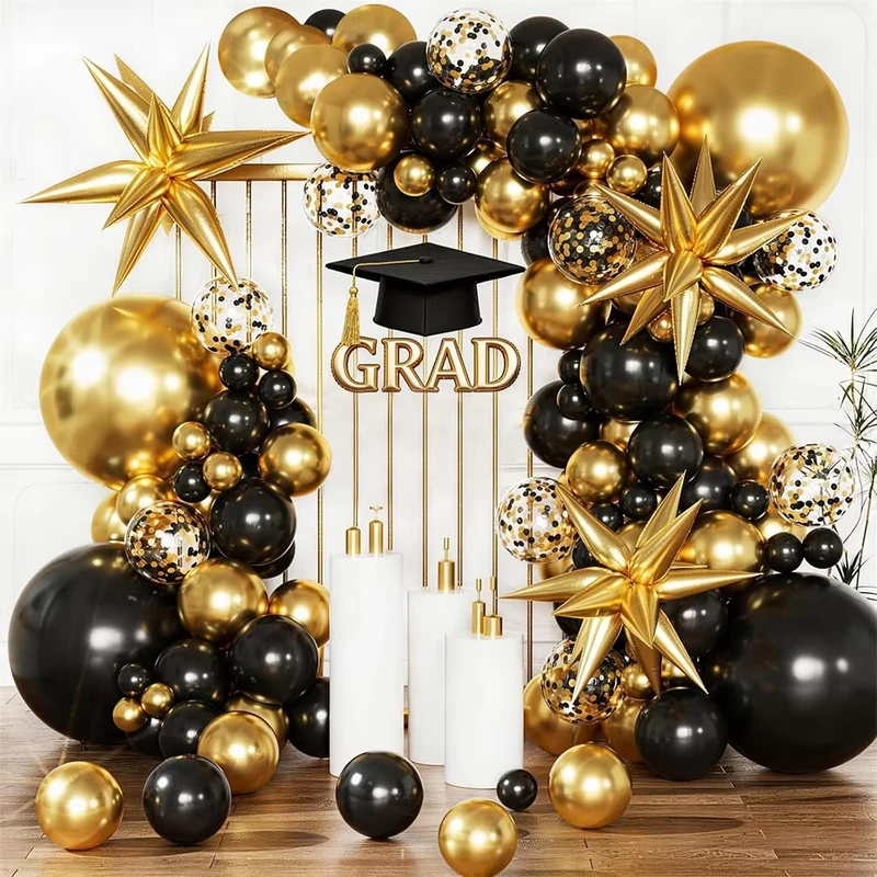 Decorazioni per Laurea Felice Forniture per Feste Kit Palloni Neri e Oro Personalizzati per Feste di Laurea