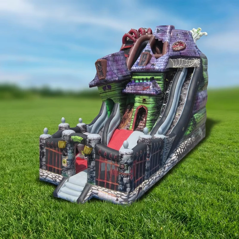 Haunted House Inflatable Slide Spooky Mansion Inflatable Big Slide