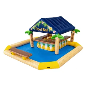 Bar da piscina gonfiabile ecologico resistente ai raggi UV a tema Hawaii in PVC spesso 0,9 mm per adulti e bambini