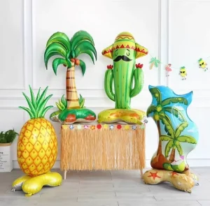 Hawaiian Party Decoration Summer Holiday Party Balloon Pineapple Fruit Coconut Tree Cactus Standing Foil Balloons