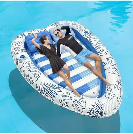 Heart Shape Inflatable Adult Pool Lounger Float Large Beach Sunbath Water Lounger Floatie Tub With Drink Holder for Couple Bed