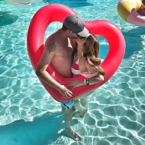 Heart shaped Inflatable Swim Ring Floating Mat Water Toy PVC Material for Swimming Pool