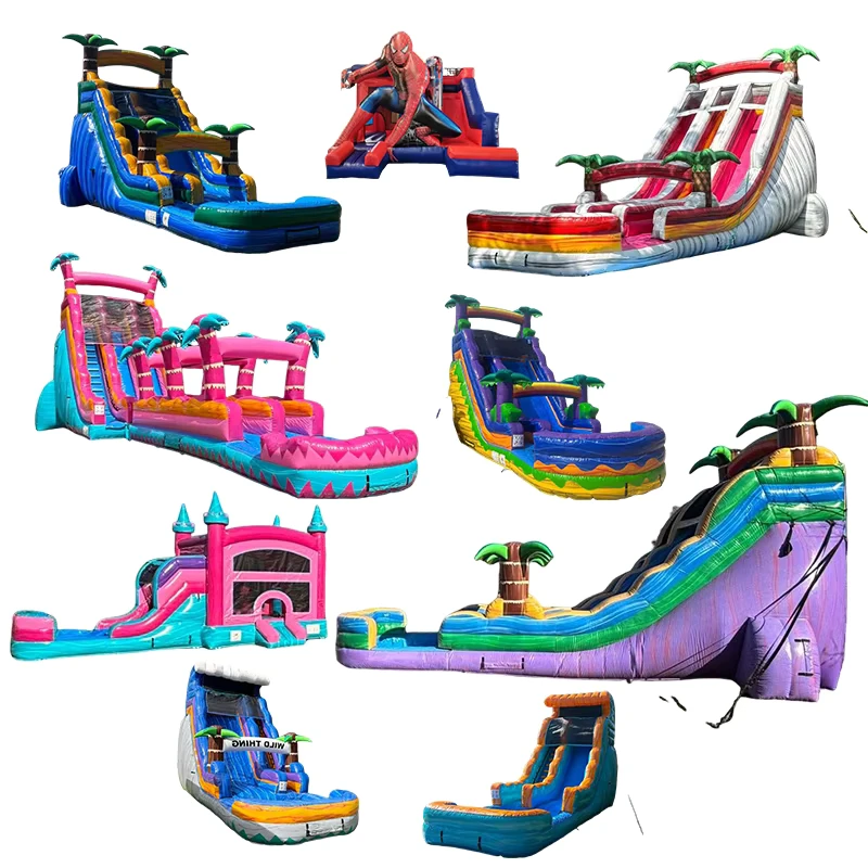Seluncuran Air Inflatable Warna Kustom Cetak Digital PVC 0.55mm Kualitas Tinggi untuk Sewa Pesta Komersial Luar Ruangan