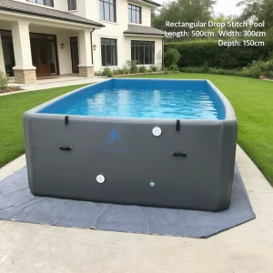 Heavy Duty 5x3x1.5m Rectangular Drop Stitch Inflatable Pool Large Inflatable PVC Swimming Pool for Backyard Family Fun