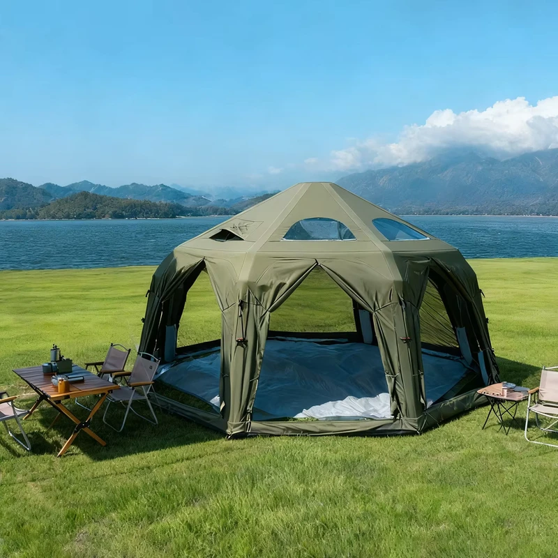 Tenda da campeggio in cotone canvas personalizzata, resistente, per 6-8 persone, ignifuga, quattro stagioni, antivento, portatile, rapida, certificata CE