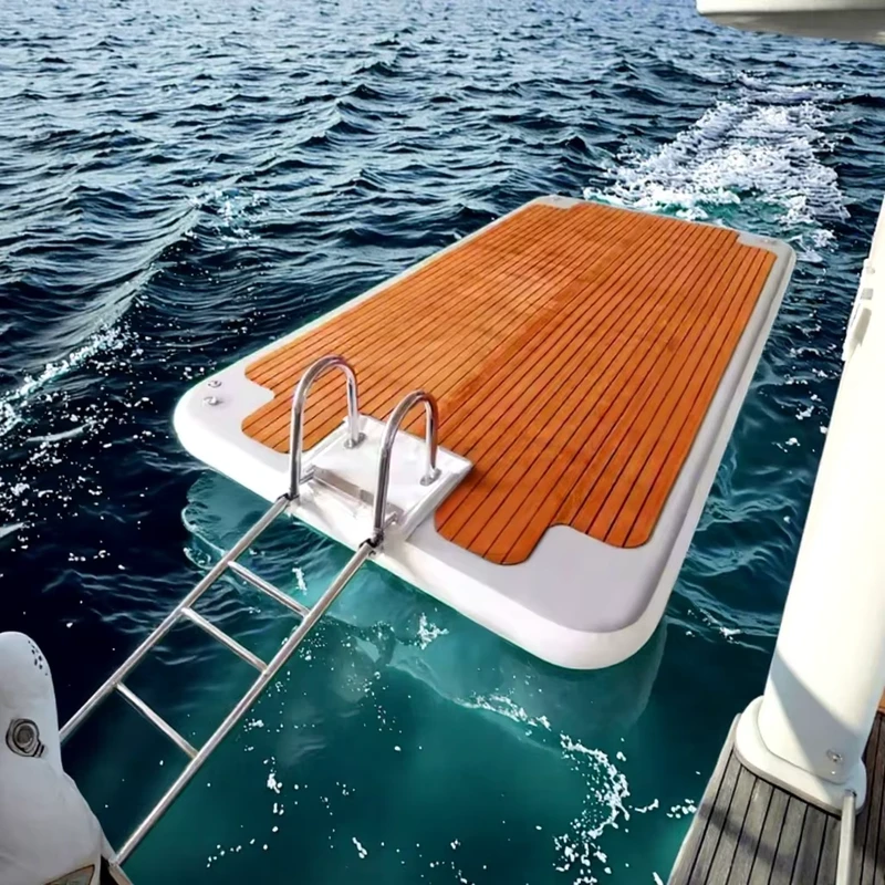 Muelle Inflable de Alta Resistencia 4x6m Plataforma Flotante Portátil con Superficie Antideslizante y Anclajes para Barcos y Natación
