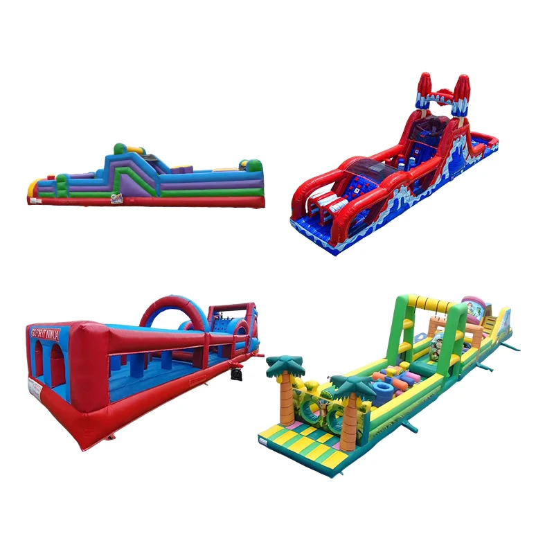 Parcours d'obstacles gonflable écologique, 4x14m, 4x20m, capacité 1000 kg, PVC de 0,55 mm, tailles personnalisables pour l'extérieur