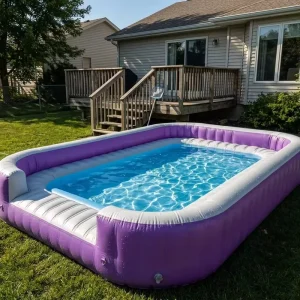 Heavy Duty Inflatable Pool with Built in Seats Durable Large Above Ground Swimming Pool for Backyard Summer Leisure