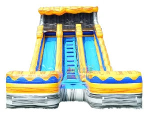 Heavy Duty Thick PVC Wave Ocean Inflatable Slide Kids Inflatable Play Slide Splash Pool Double Water Slide for Backyard