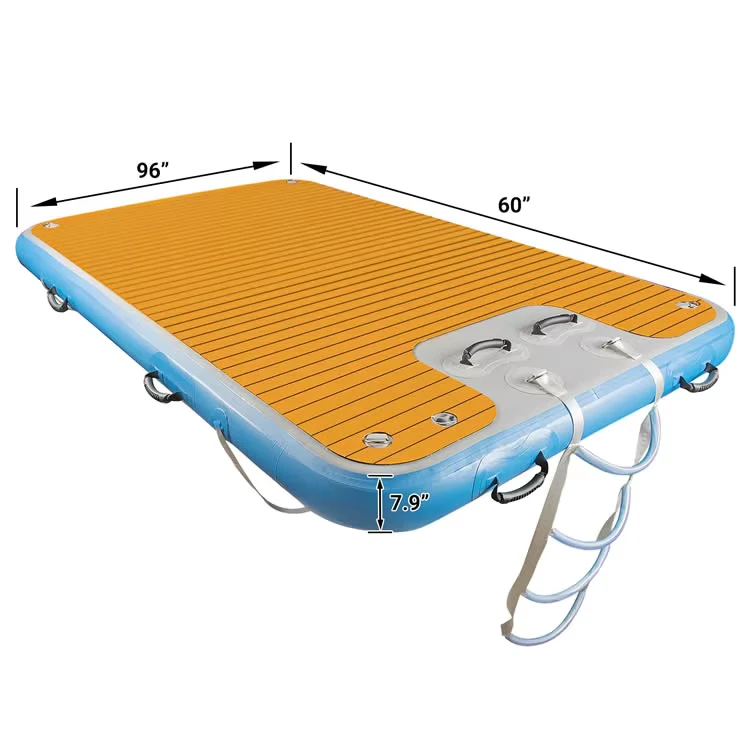 Piattaforma galleggiante gonfiabile spessa e resistente da 8 x 5 piedi, antiscivolo, per laghi, piscine, spiagge, oceani