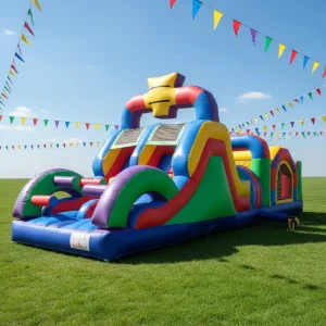 High Capacity PVC Commercial UV Protective Portable Obstacle Race Outdoor Inflatable Bouncy Castle Customizable Size Color
