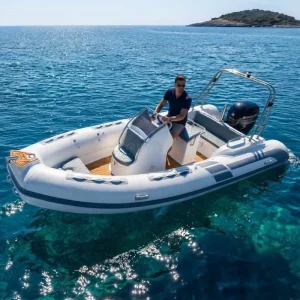 High Performance 5.8m Hypalon RIB Boat Deep V Fiberglass Hull Roll Bar Rigid Inflatable Speedboat Offshore Yacht Tender