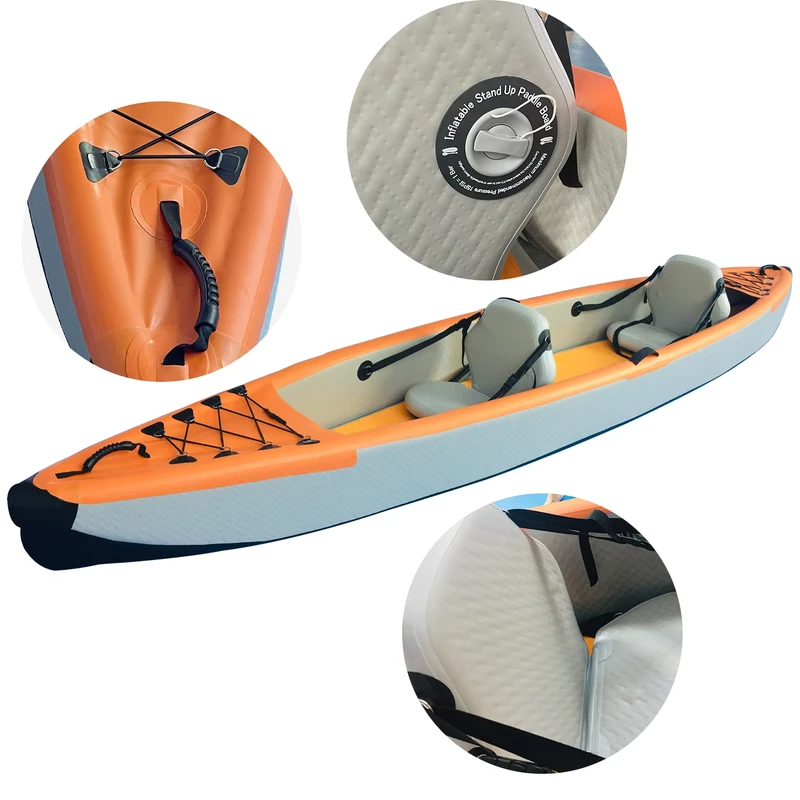 High Quality 2-Person Inflatable Kayak Dropstitch Whitewater Fishing Canoe Foldable Design