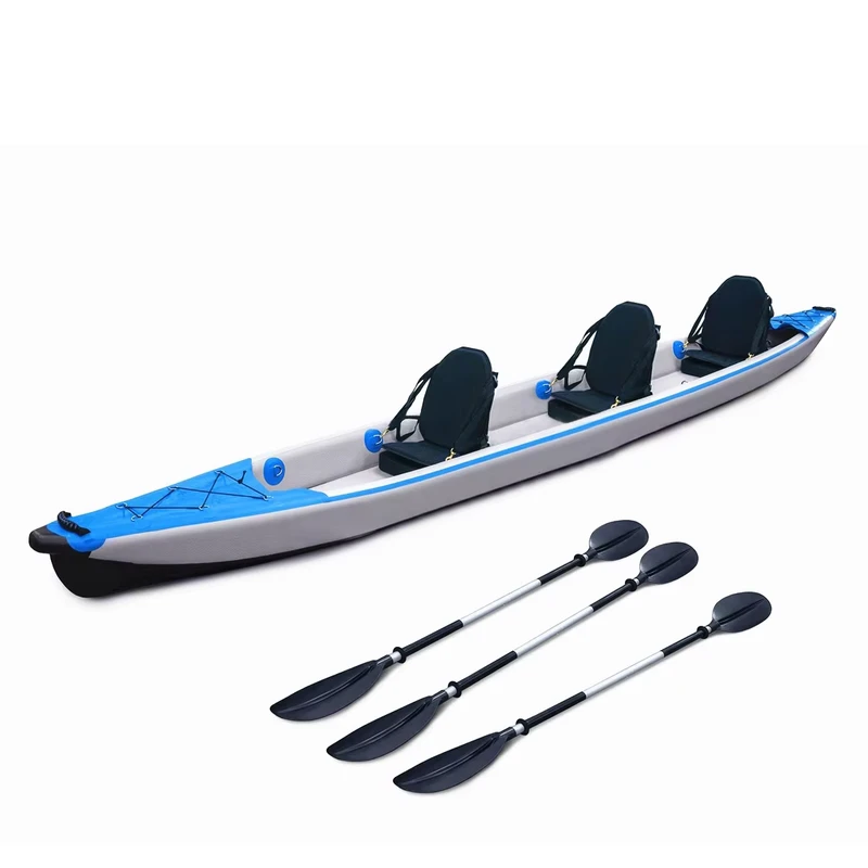 High Quality 3-Person Folding PVC Drop Stitch Inflatable Kayak for Fishing and Drifting on Lake Outdoor Rowing Boat