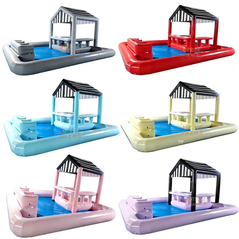 High Quality Commercial Inflatable PVC Pool Bar with Seats Waterproof and Durable for Parties and Business Rentals