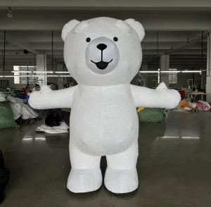 High Quality Cosplay Giant Inflatable White and Brown Bear Mascot Costume 2m 2.6m 3m Inflatable Cartoon Costume