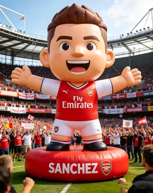 Hochwertige maßgeschneiderte aufblasbare Fußballspieler Cartoonfigur für Werbung und Fanbereich Dekoration