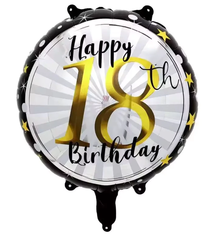 Balon Mylar Bulat Heliumnya Inflatable Ulang Tahun Happy 18 inci Dekorasi Pesta