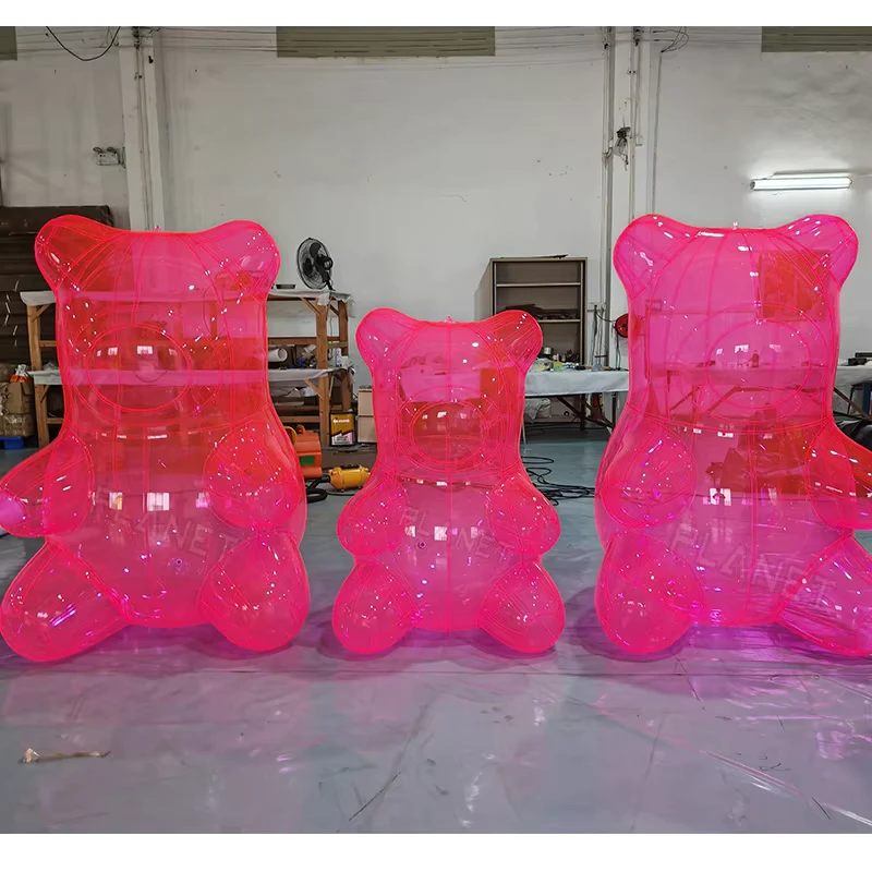 Orso Gonfiabile Trasparente in PVC di Alta Qualità, Pupazzo Cartone per Eventi, Decorazione Carina, Gonfiabile Gigante