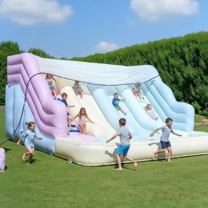 Castelo Inflável de Alta Qualidade em Cores Pastel, Bouncer Inflável, Parque Inflável ao Ar Livre