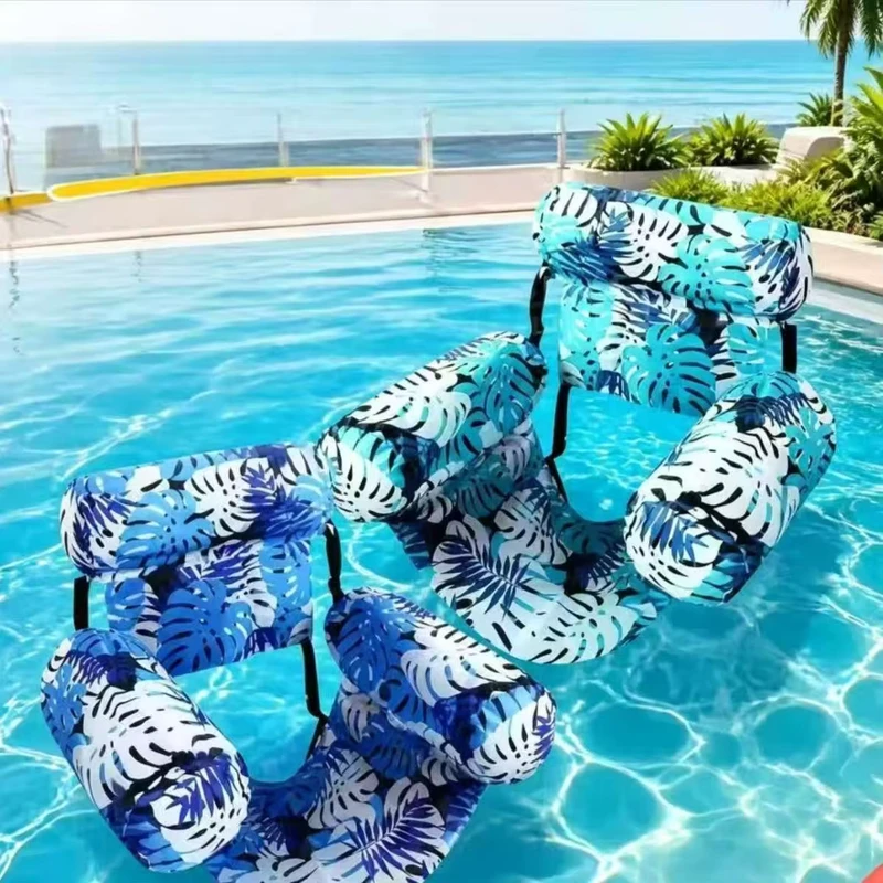 Flotteur de hamac aquatique gonflable de haute qualité, pliable, imprimé, avec dossier personnalisé OEM pour fête à la piscine