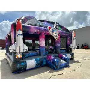 High Quality Outdoor Kids Astronaut Space Rocket New Inflatable Bounce Castle Trampoline Commercial Grade PVC Material