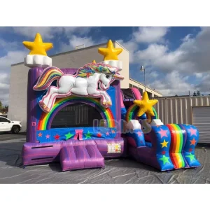 Castello gonfiabile commerciale con scivolo in PVC di alta qualità, unicorno, combo gonfiabile