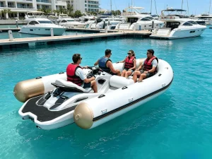 High Quality Portable High Strength White 0.9mm PVC Luxury Jetski Powered Tender Inflatable Jetski Rib Boat