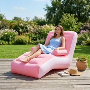 High Quality S Shaped Inflatable Sofas Velvet Inflatable Chairs and Sofas Portable Flocked Air Sofa for Home Living Room Lounge
